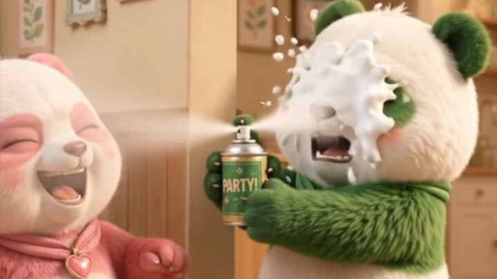 Pink&Green Panda duo prank 😝🐼😍