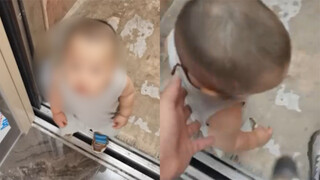 A one-year-old baby accidentally entered the elevator, and a kind-hearted boy returned him to his mo