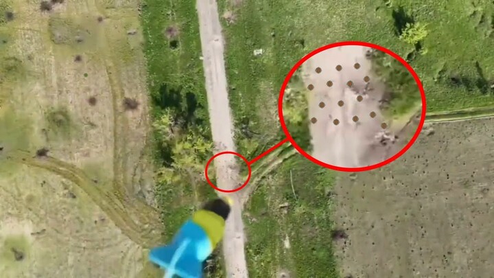 Drone Clear Anti Tank Mine Line On Road