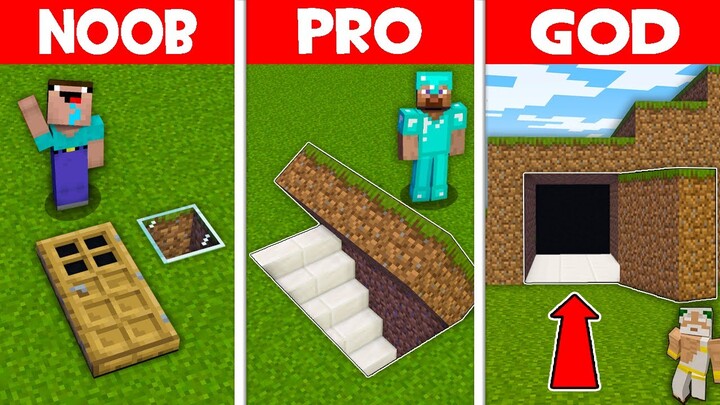 Minecraft NOOB vs PRO vs GOD: SECRET UNDERGROUND BASE BUILD CHALLENGE! (Animation)