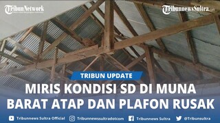 Kondisi SD di Muna Barat Atap dan Plafonnya Rusak, saat Hujan Siswa Belajar di Teras Kelas