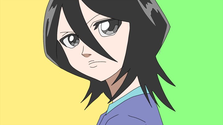 Menggambar Rukia yg sedikit terkejut karena sesuatu dari kejauhan (dijadikan Poly 3D)