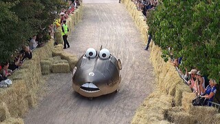 This is a hilarious build-your-own-car sliding competition—you could also call it a rollover competi