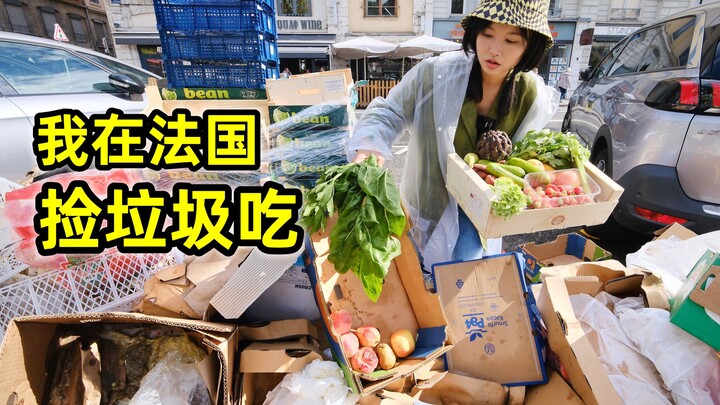 Picking up garbage to eat in France, picking up 20 kilograms of fruits and vegetables at the market,