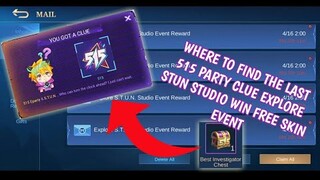 How to find the last 515 party clue Explore STUN Studio win free skin event in Mobile Legends
