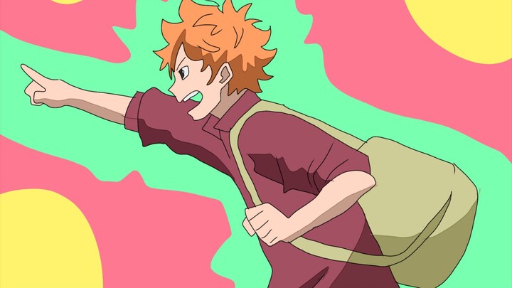 Gambarin Hinata yg sedang menunjuk ke arah Kageyama