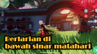 Berlarian di bawah sinar matahari