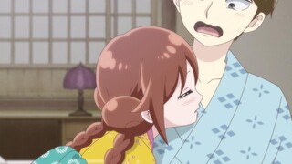 They are both old and married, and they are shy to hug them~