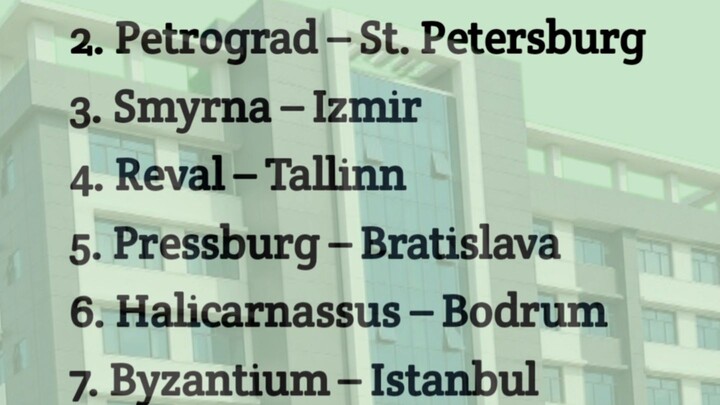 old name and new name of some cities.