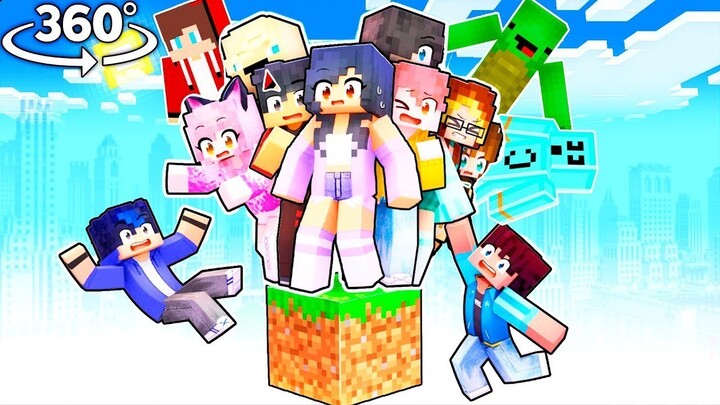 10 Friends On ONE BLOCK In Minecraft!