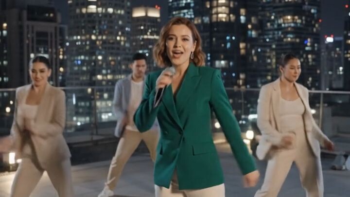 Female singer performs dance