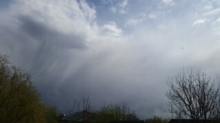 Cumulus clouds, snow showers