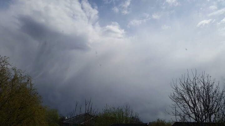 Cumulus clouds, snow showers