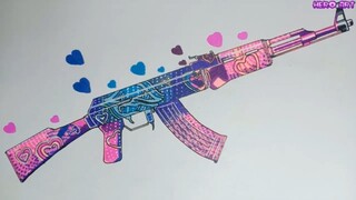 FREE FIRE How To Draw Ak Love Cách vẽ Skin AK47 Tình Yêu