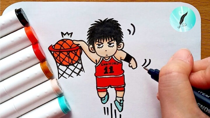 How to Draw Chibi Kaede Rukawa | SLAM DUNK | Anime Characters #28