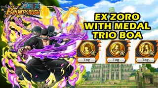 Gameplay EX Zoro Oni, With Medal Trio Boa | One Piece Bounty Rush