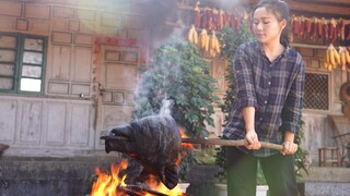 Hun đầu lợn làm món ăn đón năm mới ở Vân Nam: Thịt đầu heo xào củ cải