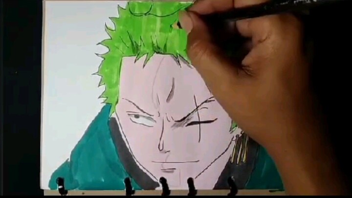cara simple gamabr figure zoro dalam anime one piece🤗🤗🤗