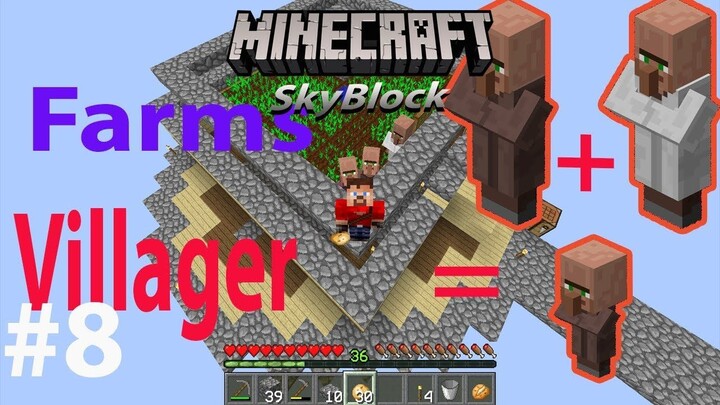 Minecraft Skyblock #8 Farm villagers - Timelapse