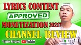 LYRICS CONTENT APPROVED MONETIZATION 2021 // CHANNEL REVIEW FOR SMALL YOUTUBER PART 1 // vlog5