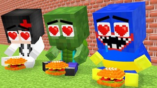 Monster School : HUGGY WUGGY FAT Become Strong because BABY ZOMBIE - Sad Story - Minecraft Animation