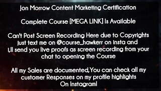 Jon Morrow Content Marketing Certification course Download