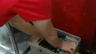 flowing water on grease trap