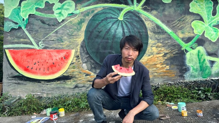 Kembali ke kampung halaman untuk mencari dinding tua selama setahun, lalu melukis semangka varietas 