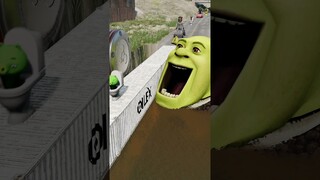 Bollard Trying to Push Skibidi Toilets on Container Bridge into Giant SHREK | BeamNG.Drive