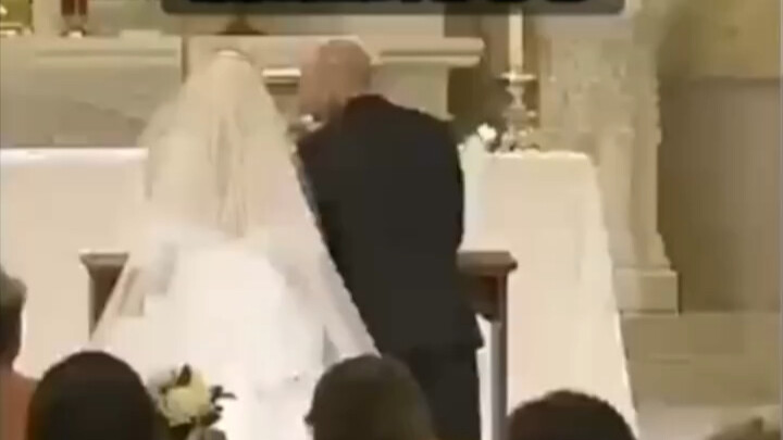 After the bridesmaids help the bride fix her wedding dress, the best man can’t sit still anymore…