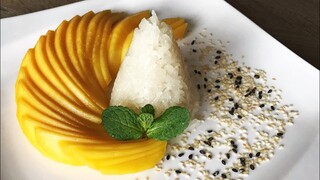 Sweet sticky rice with mango | ข้าวเหนียวเหลือ กินไม่หมด เอามาทำข้าวเหนียวมะม่วง ข้าวเหนียวมูน