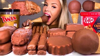 ASMR KITKAT SALTED CARAMEL ICE CREAM, TWIX, HAZELNUT, CHOCOLATE DIP, KLONDIKE MU