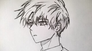 HOW TO draw anime boy sideview face | step by step