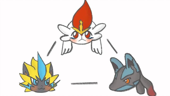 [Pokémon] Lucario x Flare Ace x Zeraora's blind date