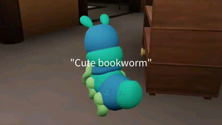 the cute bookworm eating books in bookshelves and stay away from 2 little cute monster extract machi
