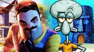 [คำบรรยายภาษาจีน] Rap Battle: Squidward VS Hello Neighbor
