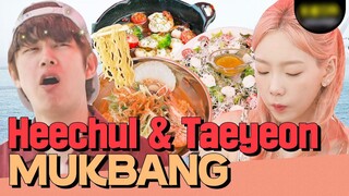 Seafood Ramyun & Brunch Mukbang while Enjoying the Ocean View! #TAEYEON #HEECHUL