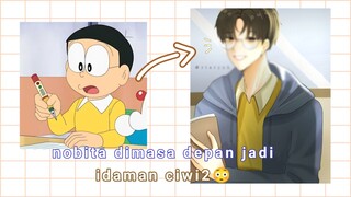 [drawing] nobita jadi ganteng Shizuka pun terpelet🤭