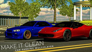 NISSAN GTR R34 VS FERRARI 458 ITALIA | Clean Look | Car Parking Multiplayer