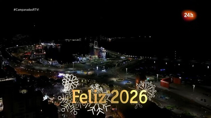 Feliz Año Nuevo En Las Islas Canarias Parte De España Del Canal RTVE 24 Horas 🇪🇸🇪🇦