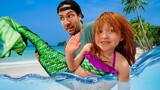 A LOST MERMAiD!!  5 year old Mermaid learns how to be a REAL Kid! Adley magic backyard pool makeover
