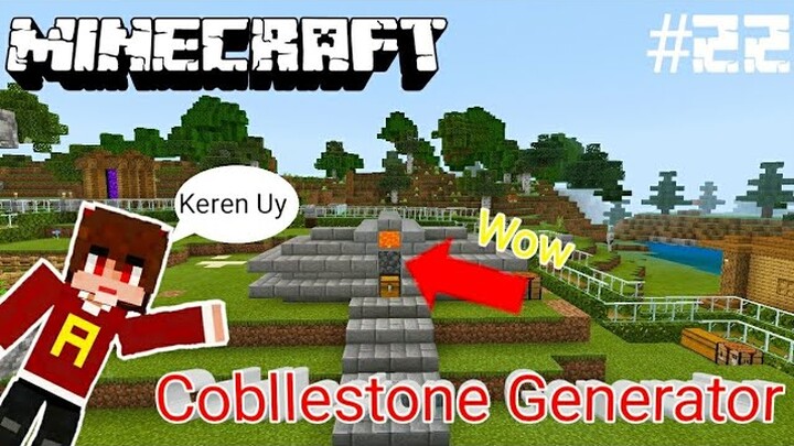 Farm cobblestone Generator Simple - Minecraft Survival Indonesia #22