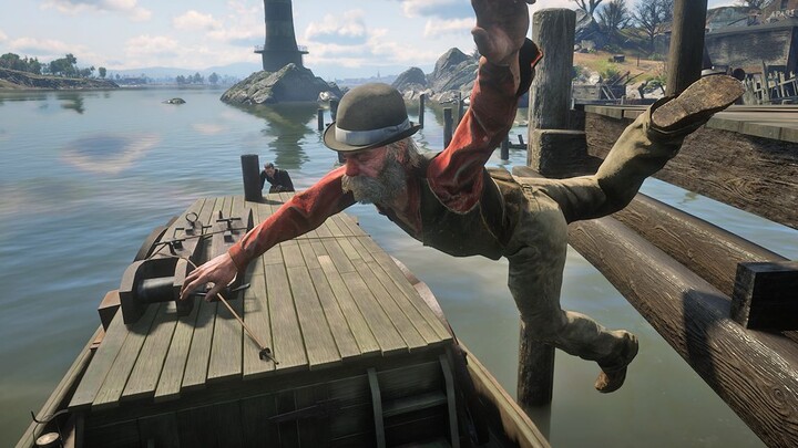 [Red Dead Redemption 2] If you place a boat in advance at the spot where the drunkard falls into the