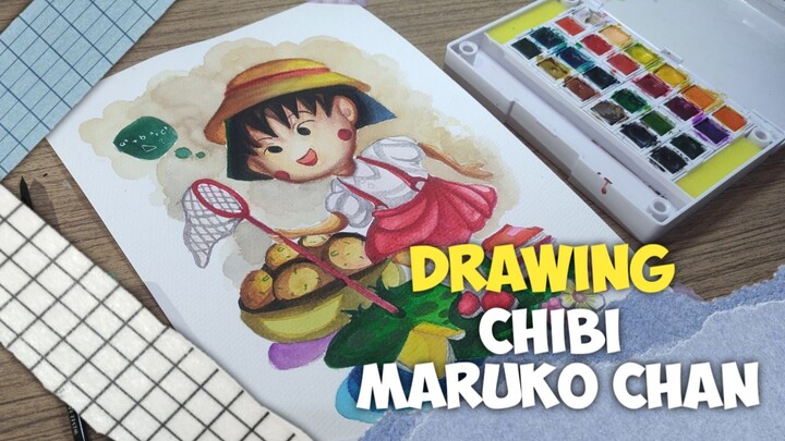 Speed Drawing - Momoko Sakura [Chibi Maruko-chan] | Watercolor Painting - Chibi Maruko-chan