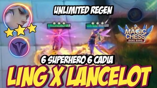 3 STAR LING SUPERHERO CADIA FEAT 3 STAR LANCE DESTROY COMBO FREYA MAGIC CHESS - 6 SUPERHERO 6 CADIA