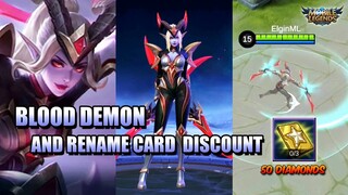 RENAME CARD FOR 50 DIAMONDS AND BLOOD DEMON SKIN - S17 FIRST RECHARGE MLBB