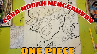 cara mudah menggambar anime one piece Luffy gear 5