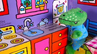 Children's story about Mr. Crocodile having fun in the playhouse
