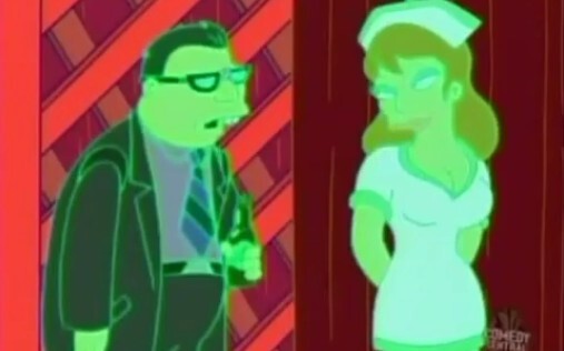 Bender modifies the program to look like a female nurse