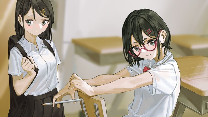 【Animation】Girl playing and sketching